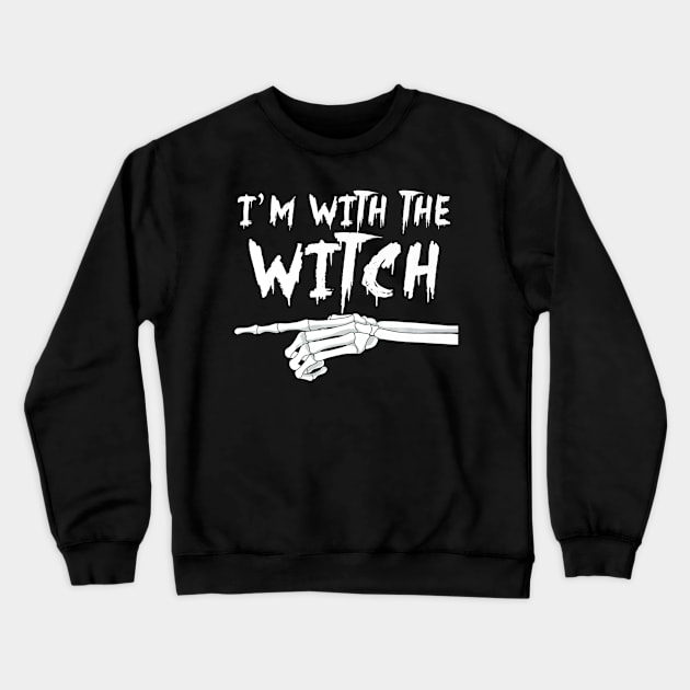 I'm with the witch funny Matching Halloween Couples Costume Crewneck Sweatshirt by LaurieAndrew